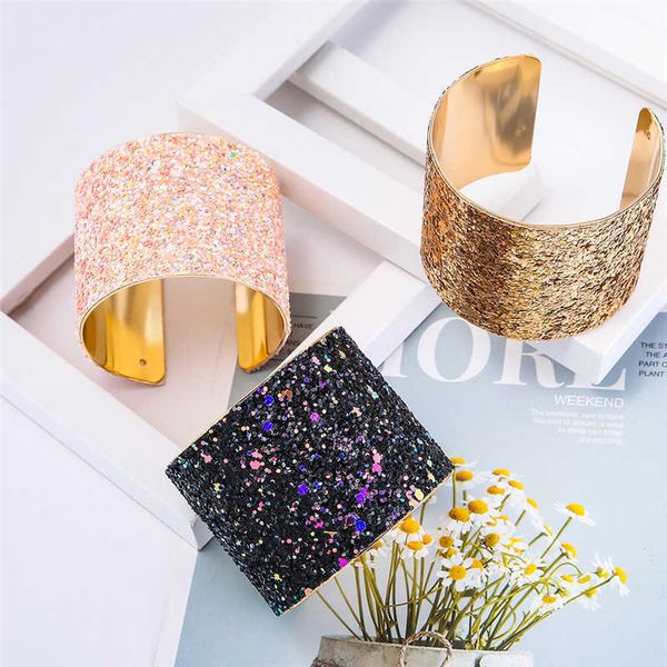 dayoff european vintage metal bangle punk colorful sequins c-shaped alloy opening adjustable wide cuff bracelet women jewelry q0719, Black
dayoff european vintage metal bangle punk colorful sequins c-shaped alloy opening adjustable wide cuff bracelet women jewelry q0719, Black