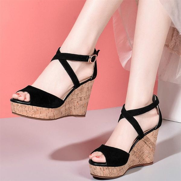 women ankle cross strap genuine leather wedges high heel roman gladiator sandals female summer platform pumps shoes casual dress, Black
women ankle cross strap genuine leather wedges high heel roman gladiator sandals female summer platform pumps shoes casual dress, Black