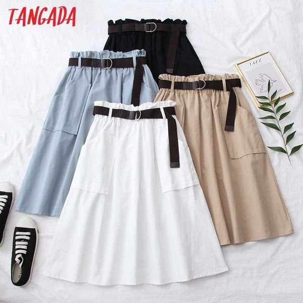 tangada summer women midi skirt with belt vintage strethy waist pocket ladies chic mid calf skirts 5n02 210609, Black
tangada summer women midi skirt with belt vintage strethy waist pocket ladies chic mid calf skirts 5n02 210609, Black