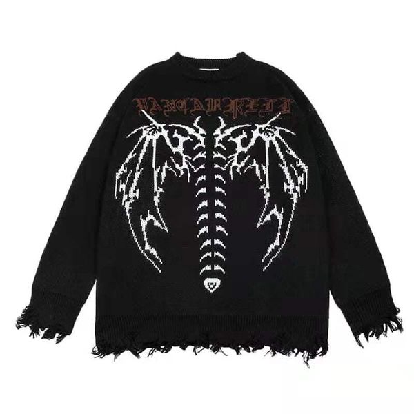 men's sweaters hip hop streetwear harajuku sweater oversized bone skeleton print hoodie men women winter loose damage hem ripped kniswe, White;black
men's sweaters hip hop streetwear harajuku sweater oversized bone skeleton print hoodie men women winter loose damage hem ripped kniswe, White;black