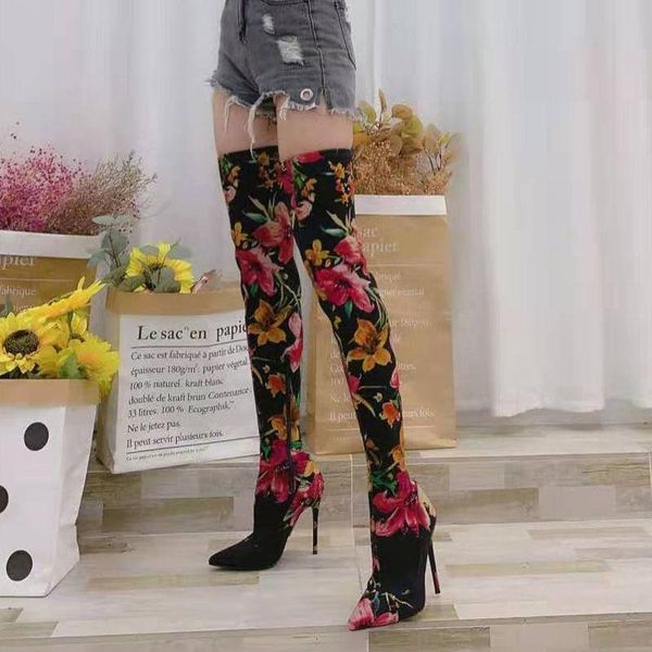 boots 2021 autumn women thigh high boots,flower print stretch fabric,thin heel,pointed toe,side zip,drop, Black
boots 2021 autumn women thigh high boots,flower print stretch fabric,thin heel,pointed toe,side zip,drop, Black