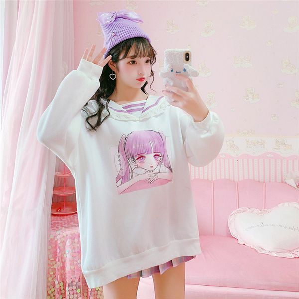 lolita kawaii lace sailor collar wide hoodies women sweet anime print long sleeve sweatshirt harajuku cute oversized pullover, Black
lolita kawaii lace sailor collar wide hoodies women sweet anime print long sleeve sweatshirt harajuku cute oversized pullover, Black