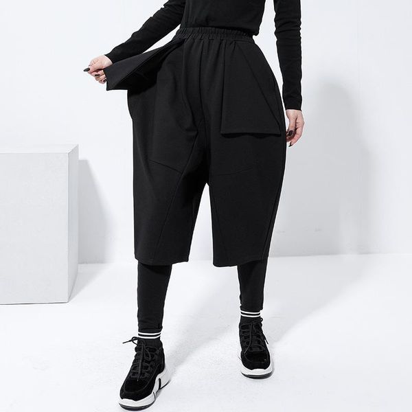 women's pants & capris cool wide leg women 2021 spring calf-length bf elastic waist stylish trousers with big pockets dense fab, Black;white
women's pants & capris cool wide leg women 2021 spring calf-length bf elastic waist stylish trousers with big pockets dense fab, Black;white