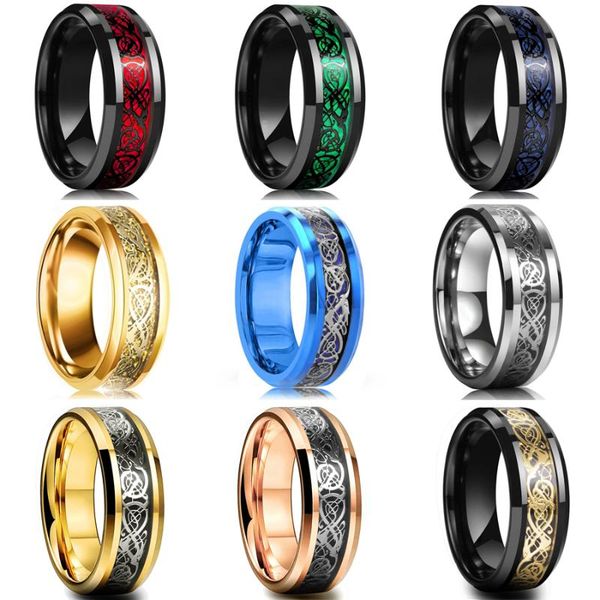 wedding rings fashion 8mm men's stainless steel celtic dragon ring inlay red green blue carbon fiber men band jewelry wholesale, Slivery;golden
wedding rings fashion 8mm men's stainless steel celtic dragon ring inlay red green blue carbon fiber men band jewelry wholesale, Slivery;golden
