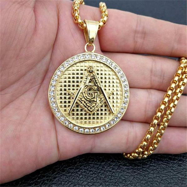 pendant necklaces iced out masonic necklace & with stainless steel chain gold color bling cubic zircon men's hip hop jewelry for gift, Silver
pendant necklaces iced out masonic necklace & with stainless steel chain gold color bling cubic zircon men's hip hop jewelry for gift, Silver
