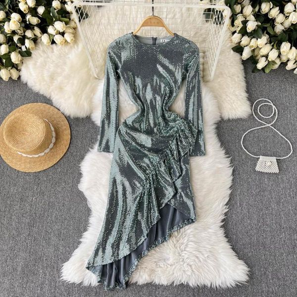 casual dresses 2022 arrival spring long sleeve women o-neck asymmetric mermaid party dress, Black;gray
casual dresses 2022 arrival spring long sleeve women o-neck asymmetric mermaid party dress, Black;gray