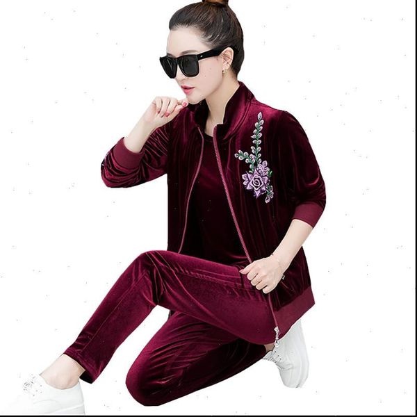 women tracksuits spring gold velvet suits three piece set embroidery short jacket and vest pants plus size 4xl l262, Gray
women tracksuits spring gold velvet suits three piece set embroidery short jacket and vest pants plus size 4xl l262, Gray