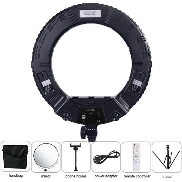 yidoblo warm & cold light lx-480sii 48w ring kit led lamp smd leds video makeup lighting + stand (2m)+ bag flash heads
yidoblo warm & cold light lx-480sii 48w ring kit led lamp smd leds video makeup lighting + stand (2m)+ bag flash heads