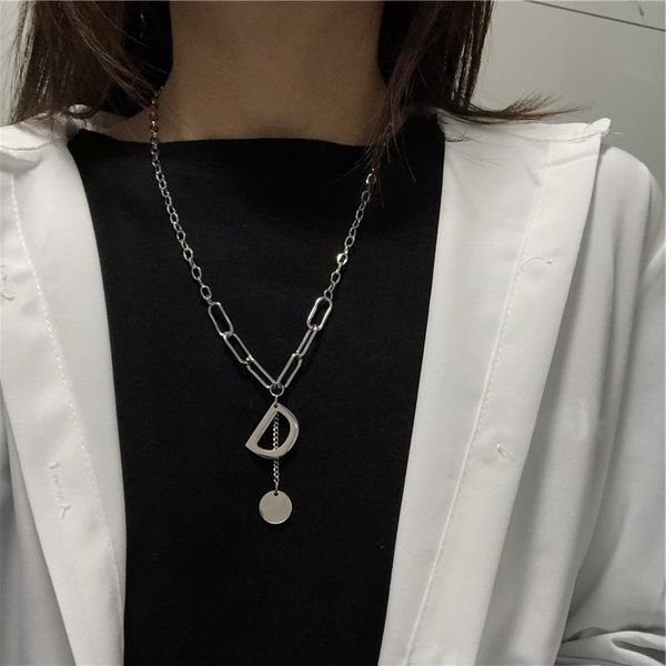 fashionable temperament wild letter d round brand pendant titanium steel necklace men and women street style sweater chain necklaces, Silver
fashionable temperament wild letter d round brand pendant titanium steel necklace men and women street style sweater chain necklaces, Silver