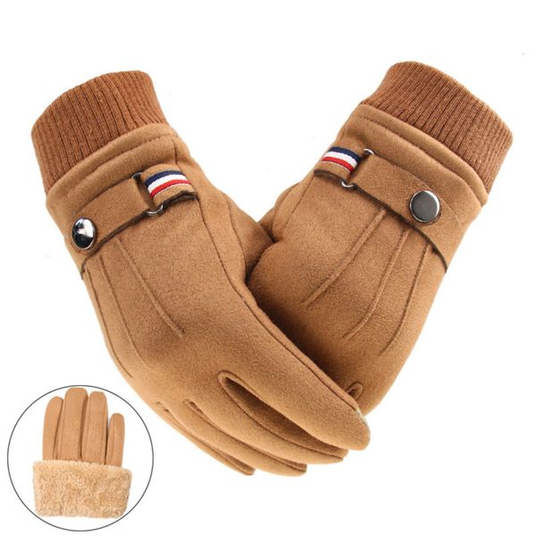 winter suede men' gloves version size / stability, Blue;gray