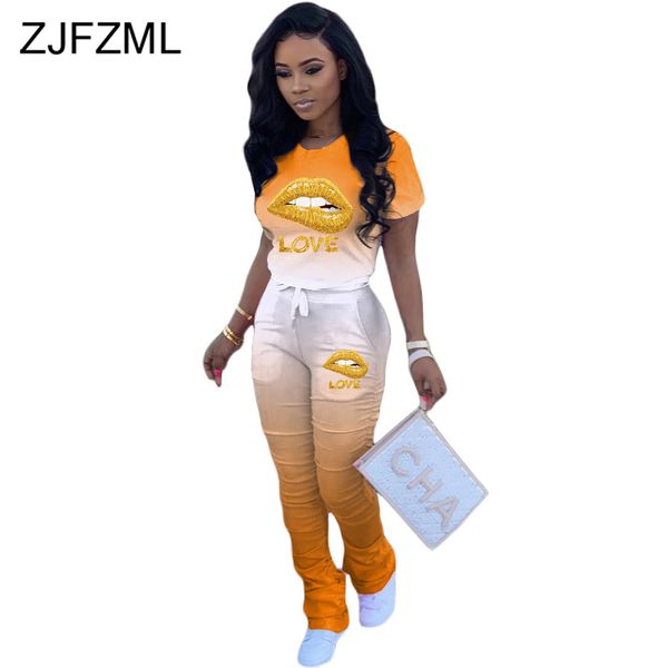 gradient mouth letter printed two piece set women o neck short sleeve t shirt and drawstring long stacked pant bottom plus size 210520, White
gradient mouth letter printed two piece set women o neck short sleeve t shirt and drawstring long stacked pant bottom plus size 210520, White
