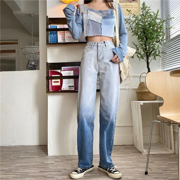design gradient high waist women pant jeans spring and summer trend straight loose wide leg pants harajuku denim trousers, Black;white
design gradient high waist women pant jeans spring and summer trend straight loose wide leg pants harajuku denim trousers, Black;white