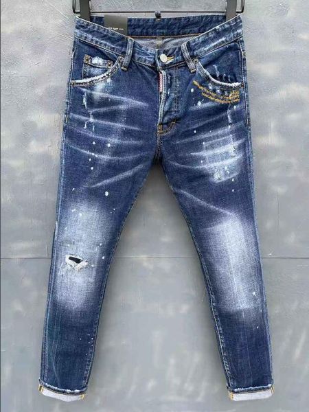 men's jeans 2021 style skinny with holes in stretch spray paint blue stitching beggar pants
men's jeans 2021 style skinny with holes in stretch spray paint blue stitching beggar pants