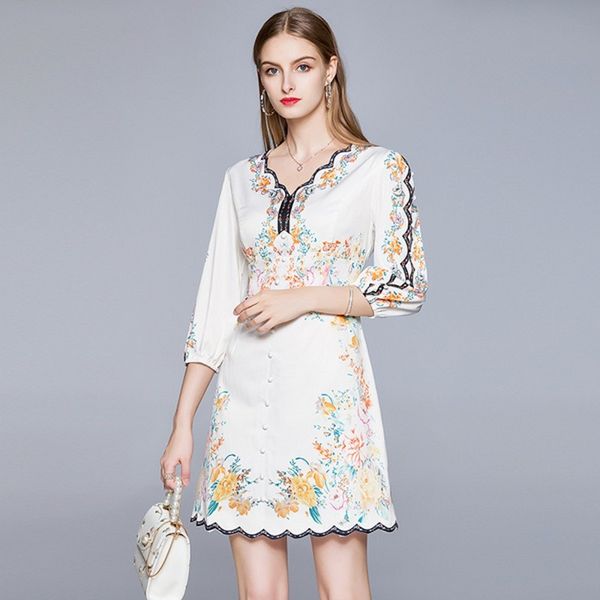 llzacoosh runway three quarte vintage v-neck dress summer women's elegant pattern printed dress female mini pleated dress 210514, Black;gray
llzacoosh runway three quarte vintage v-neck dress summer women's elegant pattern printed dress female mini pleated dress 210514, Black;gray