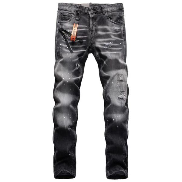 men's jeans brand men black pants straight fit denim stretch long fashion male holes 38, Blue
men's jeans brand men black pants straight fit denim stretch long fashion male holes 38, Blue