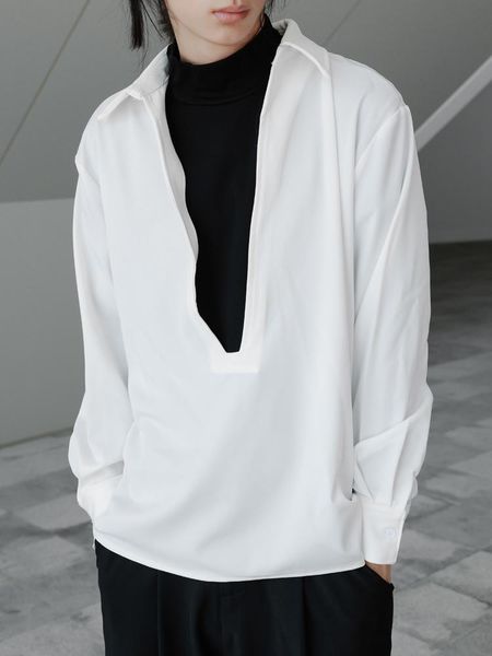 men's casual shirts large autumn deep v neck neutral simple commuter white shirt fashion korean no iron, White;black
men's casual shirts large autumn deep v neck neutral simple commuter white shirt fashion korean no iron, White;black