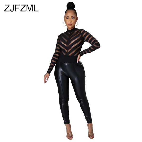 black round neck femme long sleeve spring summer mesh perspective spliced slim night club party bodysuit womens 210728, Black;white
black round neck femme long sleeve spring summer mesh perspective spliced slim night club party bodysuit womens 210728, Black;white