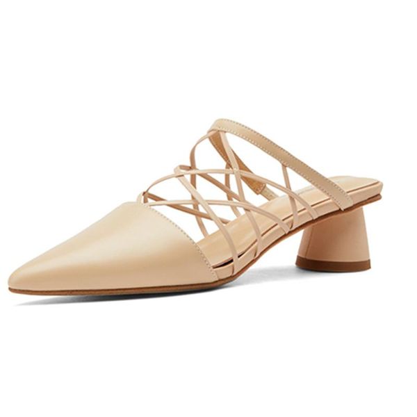 genuine leather poined toe med heels ladies slippers cross-ties women summer pumps for walking home casual party shoes woman, Black
genuine leather poined toe med heels ladies slippers cross-ties women summer pumps for walking home casual party shoes woman, Black