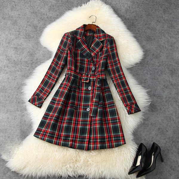 casual dresses high street fashion 2021 runway designer women's notched collar plaid belted dress, Black;gray
casual dresses high street fashion 2021 runway designer women's notched collar plaid belted dress, Black;gray
