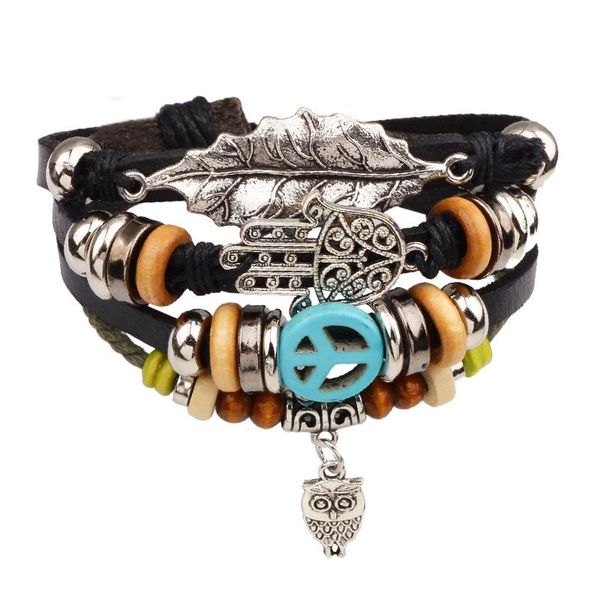 charm bracelets vintage leaf feather multilayer leather bracelet men fashion braided handmade star rope wrap & bangles male gift 3, Golden;silver
charm bracelets vintage leaf feather multilayer leather bracelet men fashion braided handmade star rope wrap & bangles male gift 3, Golden;silver