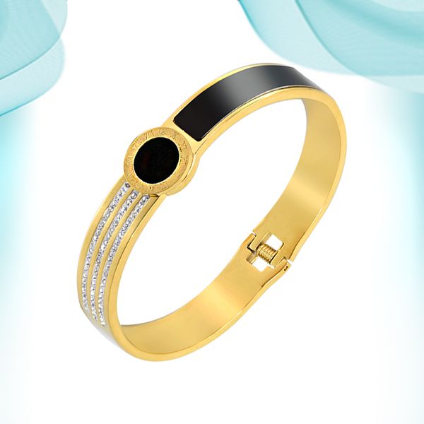 popular wrist bangle roman numerals inlaid black shell titanium steel bracelet new fashion simple style personalized gloosy stone bracelets
popular wrist bangle roman numerals inlaid black shell titanium steel bracelet new fashion simple style personalized gloosy stone bracelets