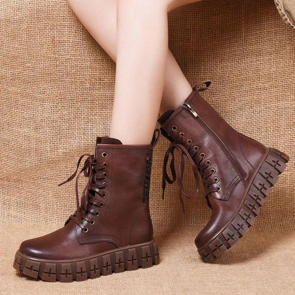 boots big cotton first layer cowhide retro thick-soled handsome in tube women's waterproof platform with wild plus, Black
boots big cotton first layer cowhide retro thick-soled handsome in tube women's waterproof platform with wild plus, Black