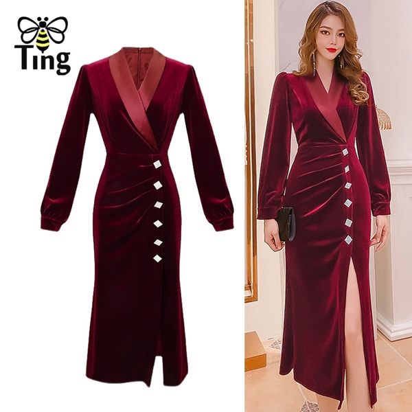 spring autumn women black velvet dress side split party night dresses button decor france elegant robes clothes za 210513, Black;gray
spring autumn women black velvet dress side split party night dresses button decor france elegant robes clothes za 210513, Black;gray