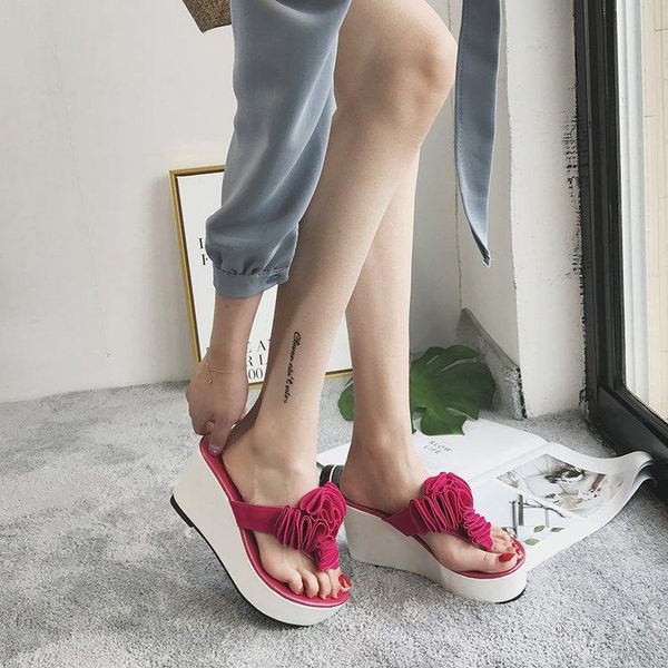 slippers open toe super high wedges outside women floral platform flip flops fashion shoes, Black
slippers open toe super high wedges outside women floral platform flip flops fashion shoes, Black