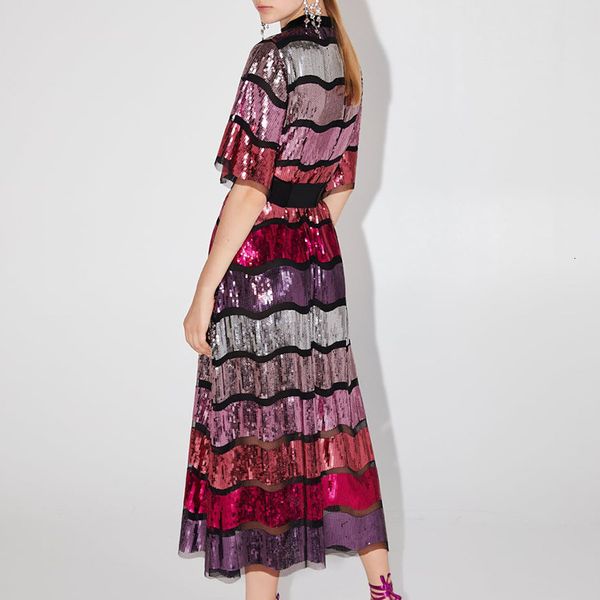 half european spring summer women dress vintage sleeve short round neck rainbow striped bright sequin runway party dressesnew, Black;gray
half european spring summer women dress vintage sleeve short round neck rainbow striped bright sequin runway party dressesnew, Black;gray