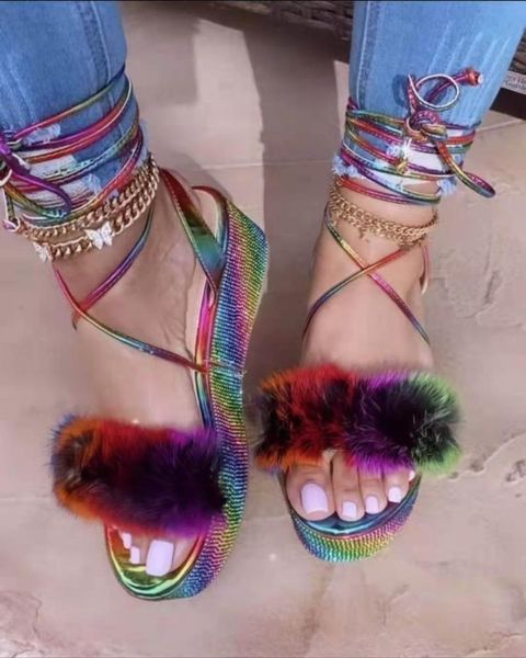 furry slides women rainbow rhinestone sandals 2021 platform slippers fashion open toe sandalias for, Black
furry slides women rainbow rhinestone sandals 2021 platform slippers fashion open toe sandalias for, Black