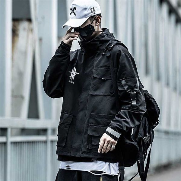 techwear streetwear black jacket for men fashion waterproof windbreaker 211126, Black;brown
techwear streetwear black jacket for men fashion waterproof windbreaker 211126, Black;brown