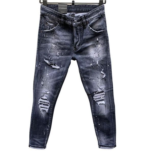 star italian original logo jeans strong wear hole patch paint dot hip hop slim fit elastic pants mid waist soft multi color men's, Blue
star italian original logo jeans strong wear hole patch paint dot hip hop slim fit elastic pants mid waist soft multi color men's, Blue
