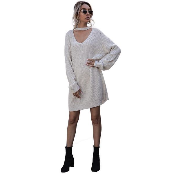 party dresses donsignet fashion women's dress autumn casual v-neck pullover pure color point loose knit long-sleeved sweater, White;black
party dresses donsignet fashion women's dress autumn casual v-neck pullover pure color point loose knit long-sleeved sweater, White;black