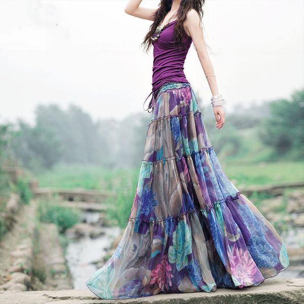 casual dresses summer bohemian boho skirt fancy purple romantic floral print beach oversized ruffles chiffon long skirts 1tdi, Black;gray
casual dresses summer bohemian boho skirt fancy purple romantic floral print beach oversized ruffles chiffon long skirts 1tdi, Black;gray