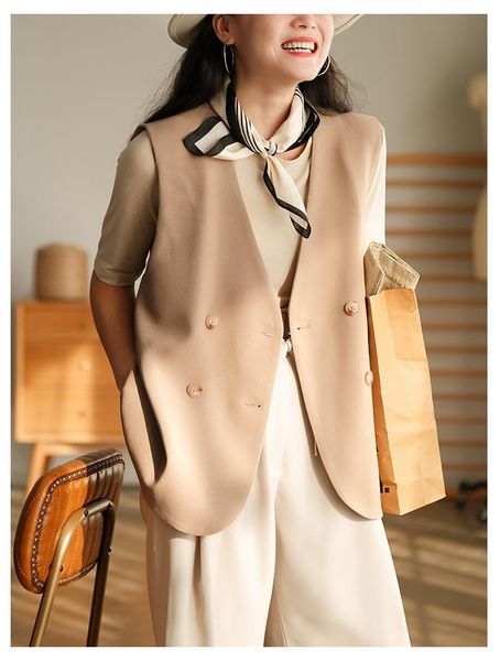 women's vests 21 women spring autumn formal solid color loose double breasted sleeveless female fashion wild, Black;white
women's vests 21 women spring autumn formal solid color loose double breasted sleeveless female fashion wild, Black;white