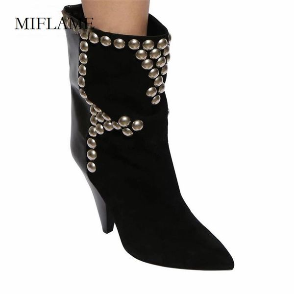 boots women fashion soild leather shoes pointed toe rivets studded ankle winter silp on spike heels nightclub stiletto, Black
boots women fashion soild leather shoes pointed toe rivets studded ankle winter silp on spike heels nightclub stiletto, Black