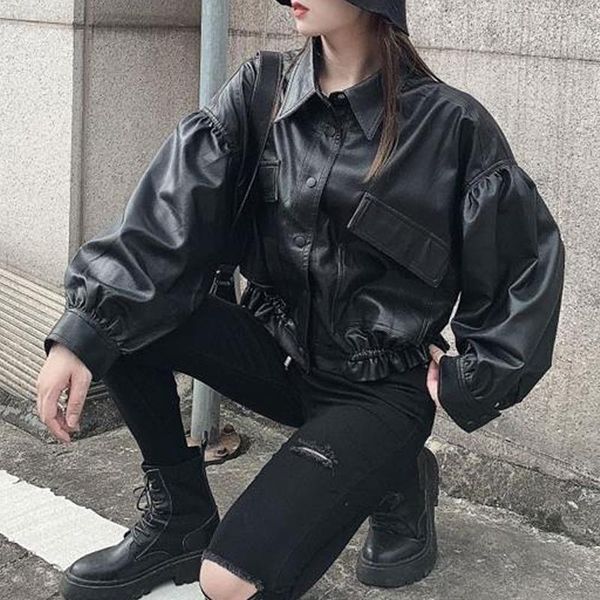 women's leather & faux korean black moto jacket women fashion streetwear loose long sleeve coat vintage y2k button warm autumn
women's leather & faux korean black moto jacket women fashion streetwear loose long sleeve coat vintage y2k button warm autumn