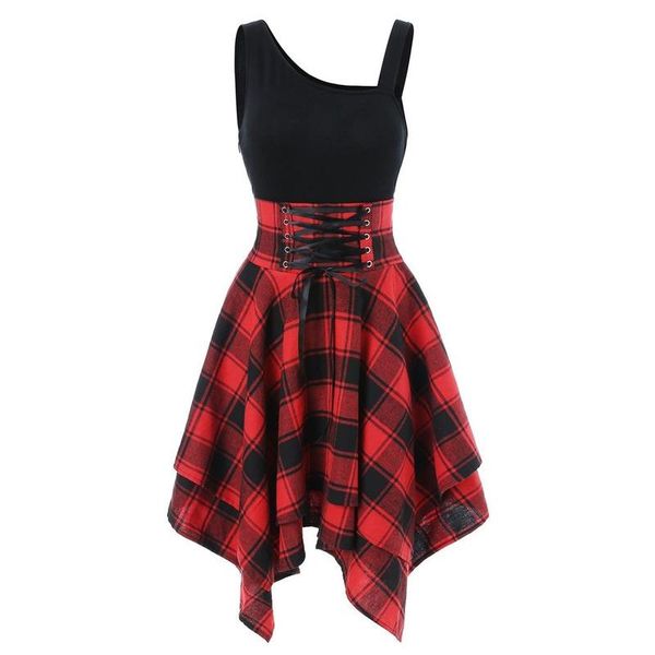 casual dresses female high waist indie fashion women short 2021 summer y2k women's lace up knee-length red plaid print dress, Black;gray
casual dresses female high waist indie fashion women short 2021 summer y2k women's lace up knee-length red plaid print dress, Black;gray