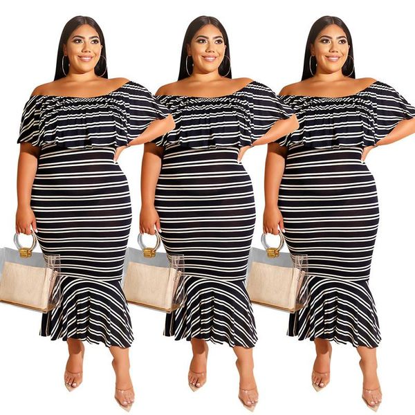 casual dresses summer womens fashion off-the shoulder office lady style short sleeve ruffle slash collar striped slim dress plus size, Black;gray
casual dresses summer womens fashion off-the shoulder office lady style short sleeve ruffle slash collar striped slim dress plus size, Black;gray