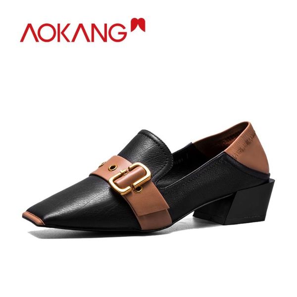 dress shoes aokang autumn woman genuine leather women pumps comfortable med heels metal decoration, Black
dress shoes aokang autumn woman genuine leather women pumps comfortable med heels metal decoration, Black