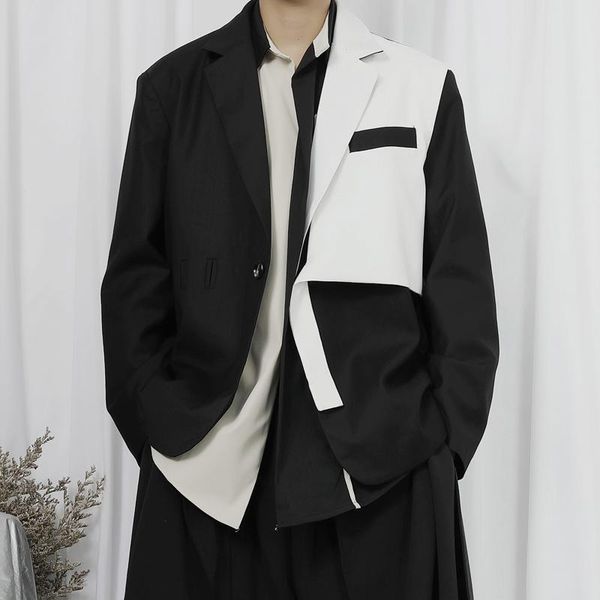 men's suits & blazers splicing casual suit jacket fashion large design black and white color matching youth handsome small, White;black
men's suits & blazers splicing casual suit jacket fashion large design black and white color matching youth handsome small, White;black