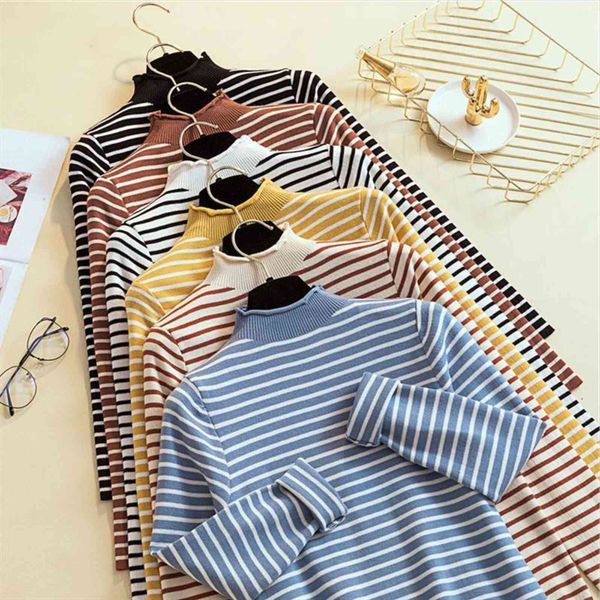 women knitting striped casual sweater all match turtleneck pullovers spring autumn korean style vintage womens clothing, White;black
women knitting striped casual sweater all match turtleneck pullovers spring autumn korean style vintage womens clothing, White;black