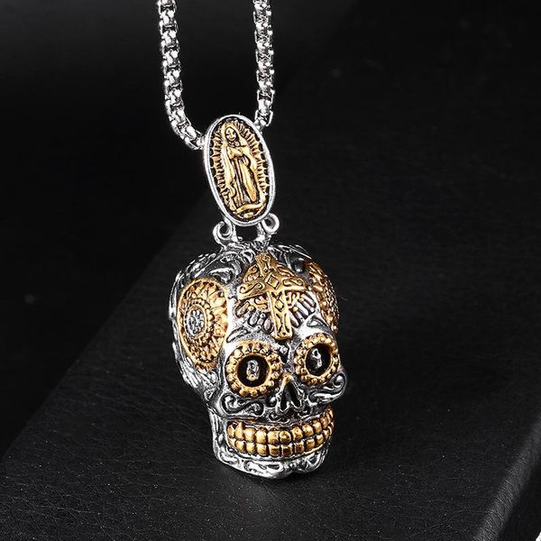 titanium steel punk necklace exquisitely carved skull virgin mary stainless nightclub hip hop rock men's pendant necklaces, Silver
titanium steel punk necklace exquisitely carved skull virgin mary stainless nightclub hip hop rock men's pendant necklaces, Silver