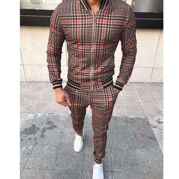 men's tracksuits autumn and winter men lattice multi-color suit outdoor jogging fitness leisure mountaineering tourism coat + pantsuit, Gray
men's tracksuits autumn and winter men lattice multi-color suit outdoor jogging fitness leisure mountaineering tourism coat + pantsuit, Gray