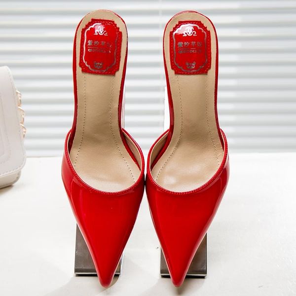 slippers womens pointy toe patent leather stilettos high heel shoes summer female v16, Black
slippers womens pointy toe patent leather stilettos high heel shoes summer female v16, Black