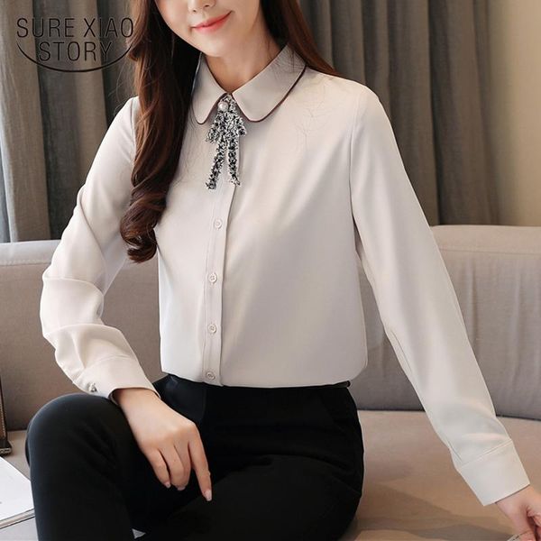 women's blouses & shirts blusas mujer 2021 solid white long sleeve women blouse and casual vintage cardigan bow female clothing 8102 5
women's blouses & shirts blusas mujer 2021 solid white long sleeve women blouse and casual vintage cardigan bow female clothing 8102 5