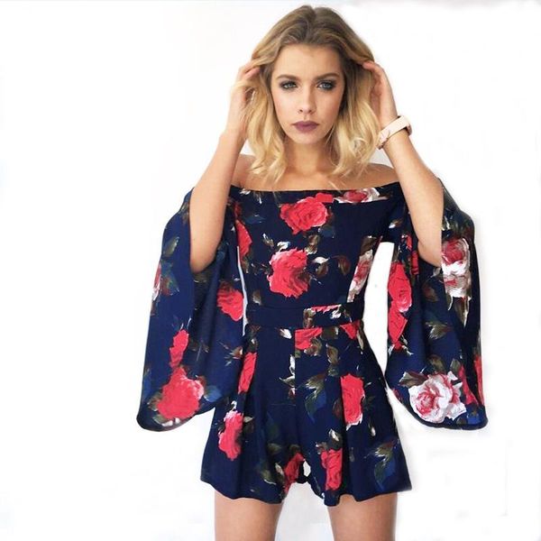 women's jumpsuits & rompers jumpsuit 2021 women slash neck flower print spring and summer trumpet sleeves womens vestidos ony0638, Black;white
women's jumpsuits & rompers jumpsuit 2021 women slash neck flower print spring and summer trumpet sleeves womens vestidos ony0638, Black;white
