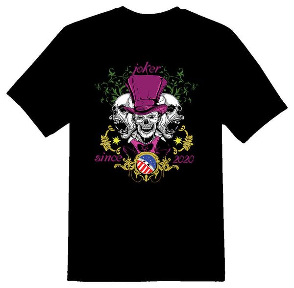 joker skull since 2020 black or white tee, White;black
