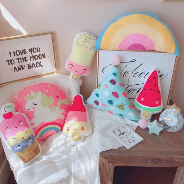 fantasy cartoon ice cream cake rainbow cloud running unicorn pattern round triangle shaped plush pillow colorful decor pillow
fantasy cartoon ice cream cake rainbow cloud running unicorn pattern round triangle shaped plush pillow colorful decor pillow
