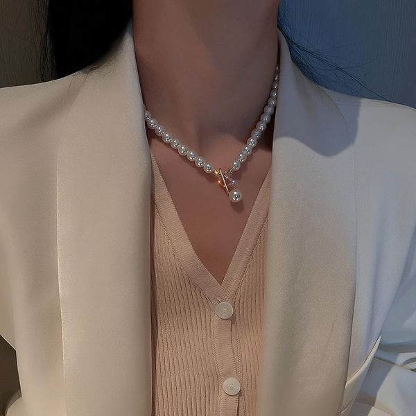 chains south korea fashion simple choker micro - zircon pearl t shaped necklace web celebrity temperament design sense of necklac, Silver
chains south korea fashion simple choker micro - zircon pearl t shaped necklace web celebrity temperament design sense of necklac, Silver